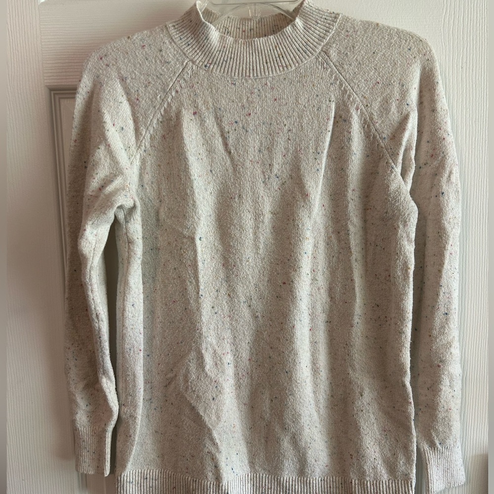 LOFT Speckled Cream Turtleneck Sweater